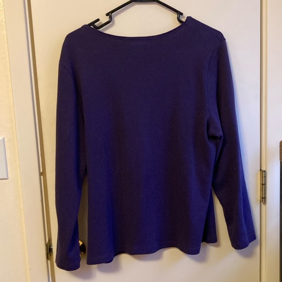 Karen Scott Petites, Long Sleeve, Scoop Neck Top Dark Purple Top, PXXL - Picture 5 of 10